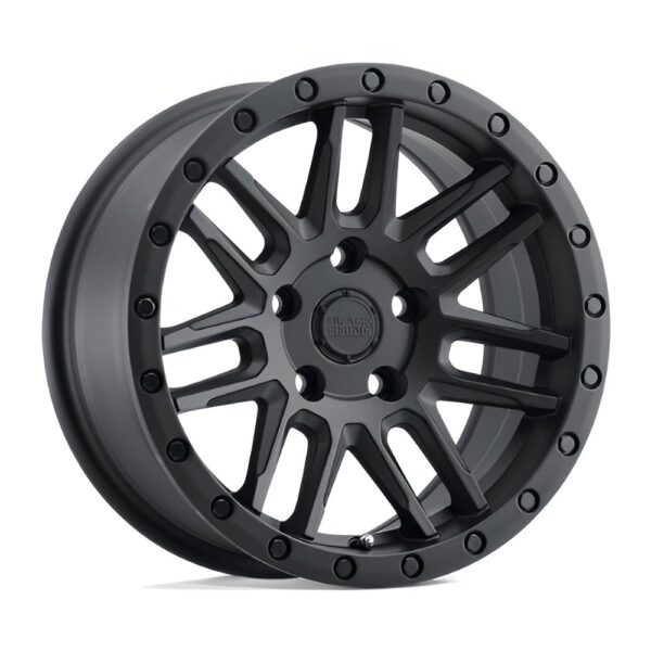 Black Rhino Arches 17x9.5 Matte Black wheel, 6x135 bolt pattern, +12mm offset, 87.1mm center bore.