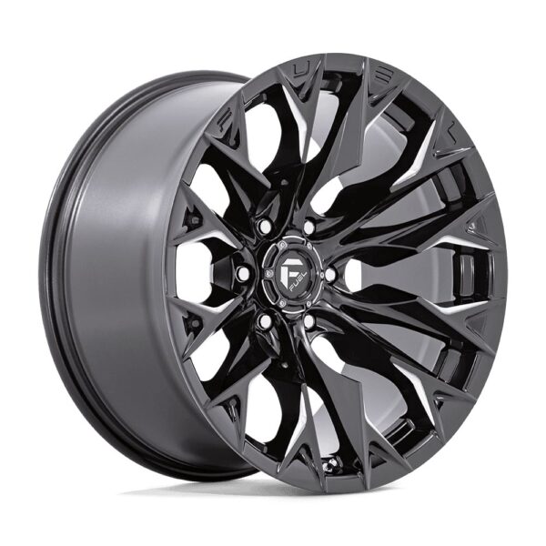 Fuel D803 FLAME 22x12 Gloss Black Milled wheel, 5x127 bolt pattern, -44mm offset.