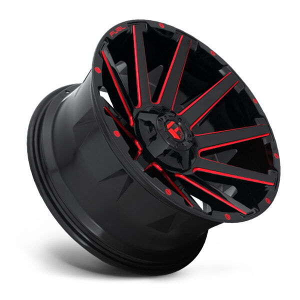 D643 CONTRA 20X10 8X170 ET-18 CB125.12 GLOSS BLACK / RED MILLED - Image 3