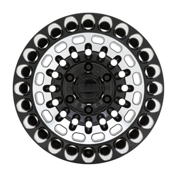 1795LBY(LABYRINTH) 17X9.5 5X127 ET-18 CB71.5 GLOSS BLACK W/ MACHINED FACE - Image 2