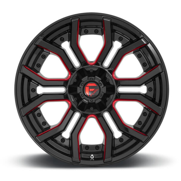 D712 RAGE 20X10 8X180 ET-18 CB124.3 BK/MILL RED - Image 2