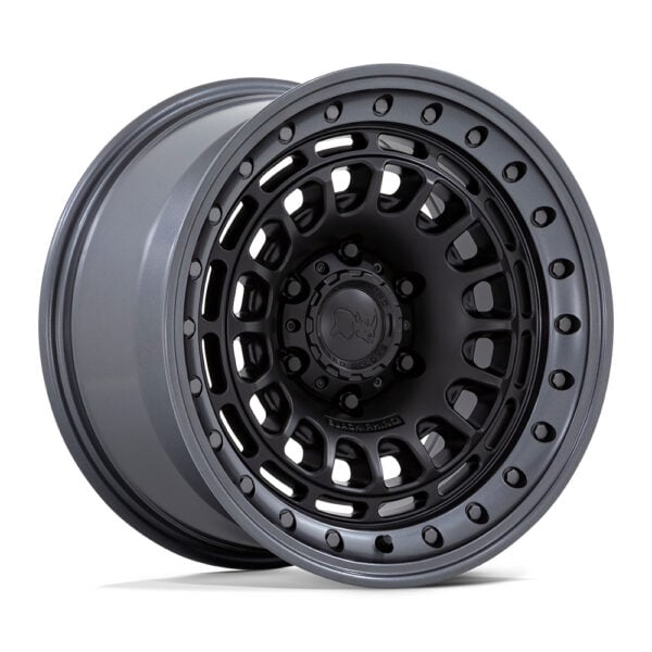 BR014 SAHARA 17X9 5X127 ET-12 CB71.5 MATTE BLACK W/ GUNMETAL LIP - Image 4