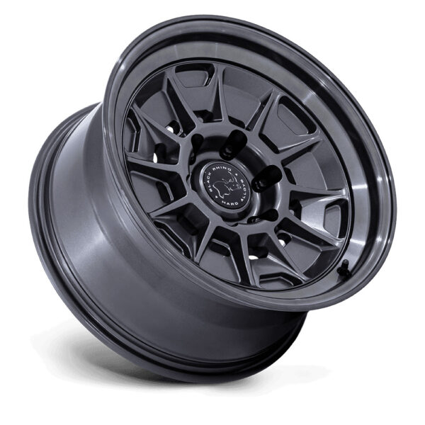 BR021 MONDO 18X9 6X139.7 ET12 CB106.1 MATTE GUNMETAL W/ GLOSS GRAY LIP - Image 3