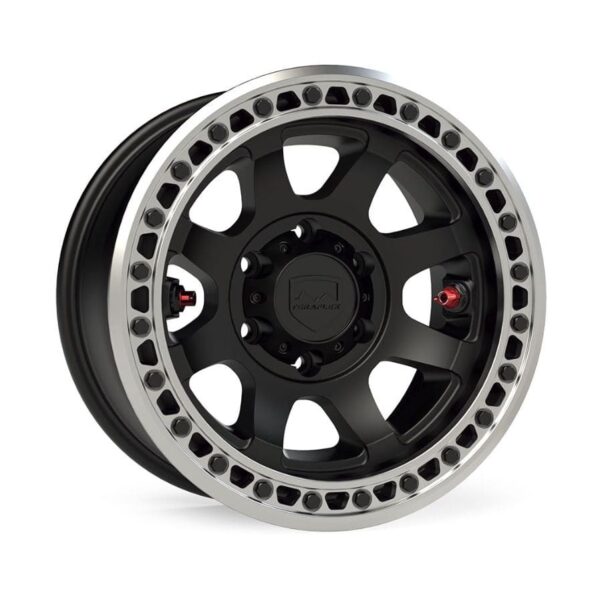 OLYMPUS WHEEL 17X9 6X139.7 ET-25 CB4.18 METALLIC BLACK WHEEL W/ MACHINED BEADLOCK
