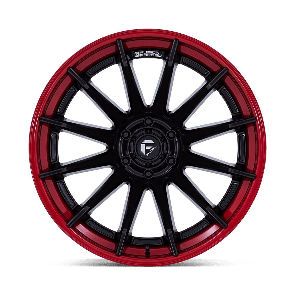 FC403 BURN 22X12 5X127 ET-44 CB71.5 MATTE BLACK W/RED LIP - Image 2