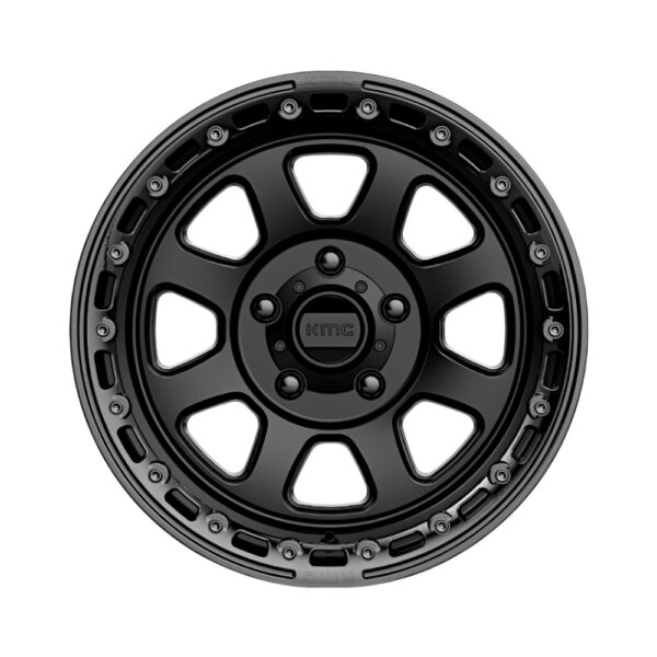KM548 CHASE 17X9 5X127 ET-12 CB71.5 SATIN BLACK W/GLOSS BLK LIP - Image 2
