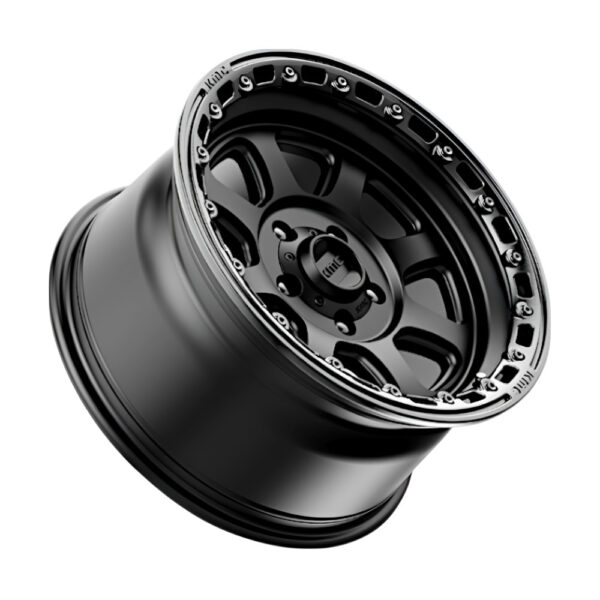 KM548 CHASE 17X9 5X127 ET-12 CB71.5 SATIN BLACK W/GLOSS BLK LIP - Image 3